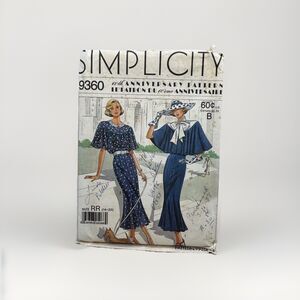 Simplicity 9360 Sewing Pattern Vtg 1988 Capelet Dress 60th Anniversary Sz 14-20